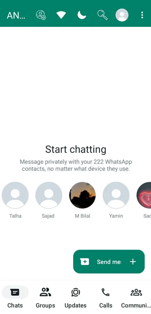 AN WhatsApp User interface
